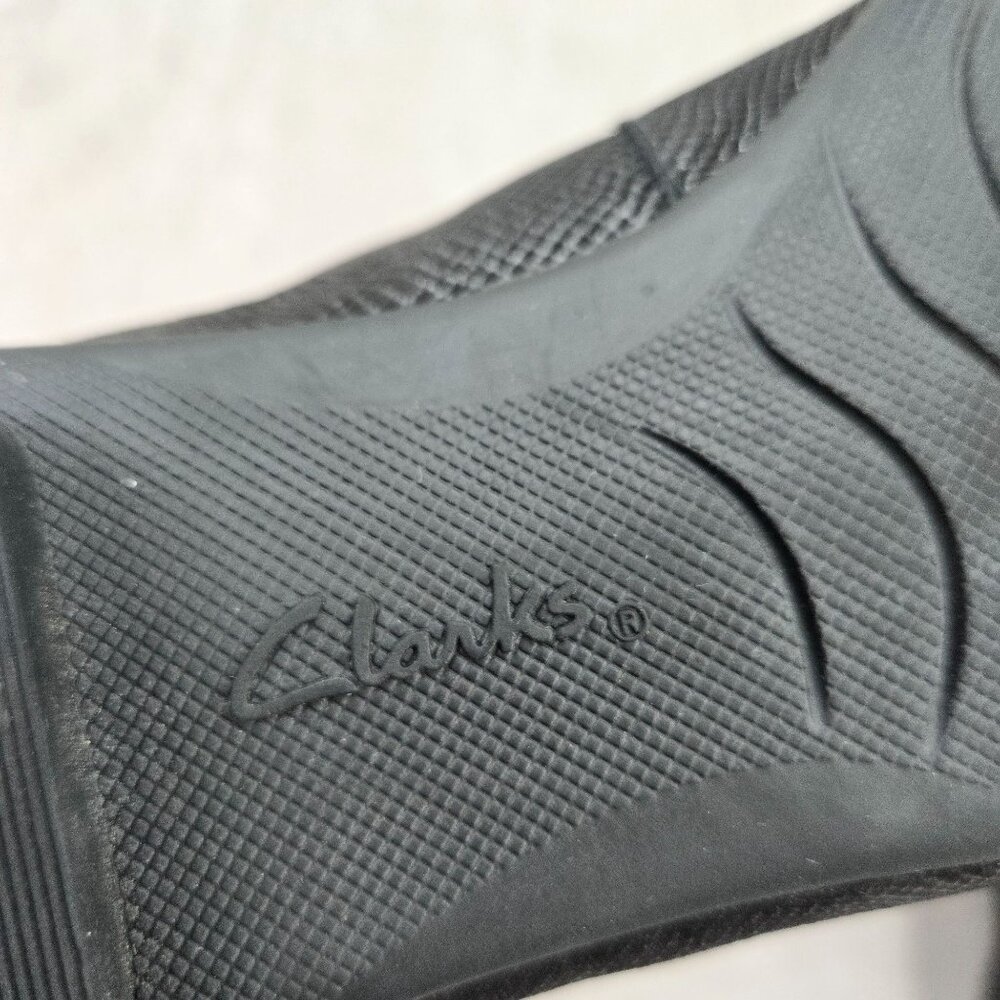 Clarks Ballet Flats Sz 10 Black Embossed Leather Comfort Dressy Ballerina Shoes - Picture 9 of 11